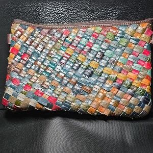 Vera Pelle Colorful Woven Clutch